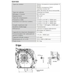 MOTEUR 163CC D19.05 DE SH 7A (GX160T1QXWE) - HONDA 2