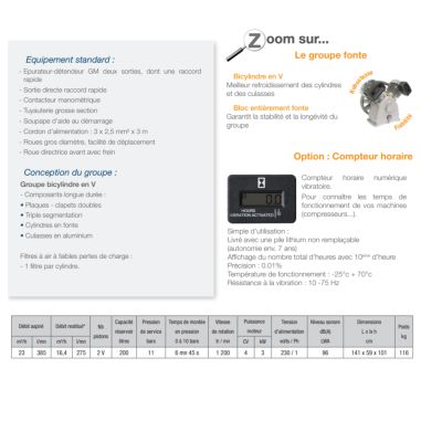 COMPRESSEUR MONOPHASE - 200L - 11 BARS - 23M3 LACME COMPRESSEUR MONOPHASE - 200L - 11 BARS - 23M3 LACME