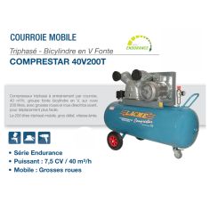 COMPRESSEURTRIPHASE - 200 L- 11 BARS - 40 M3 - LACME 2