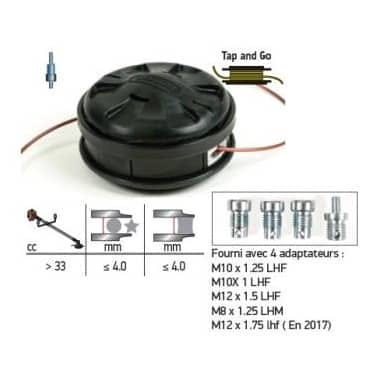 TETE A FIL NYLON TAP&GO 130MM (livrée avec 5 adaptateurs) - OREGON