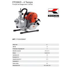 MOTOPOMPE EAUX CLAIRES 8.1m3/H 4 TEMPS OHV 2