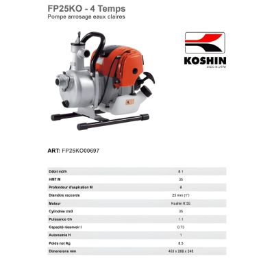 MOTOPOMPE EAUX CLAIRES 8.1m3/H 4 TEMPS OHV