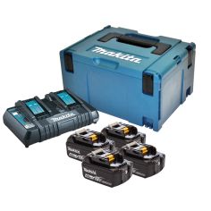 PACK ÉNERGIE LXT 18 V 4 AH LI-ION (4 BATTERIES + 1 CHARGEUR DOUBLE) AVEC COFFRET MAK-PAC -MAKITA