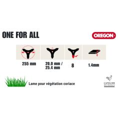 LAME DÉBR. 8 DENTS 255 MM -1.4 MM - 25,4 MM UNIV (EX 295503-254) - OREGON (295503-0) 2