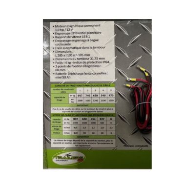 TREUIL ELECTRIQUE 12V 900 Kg