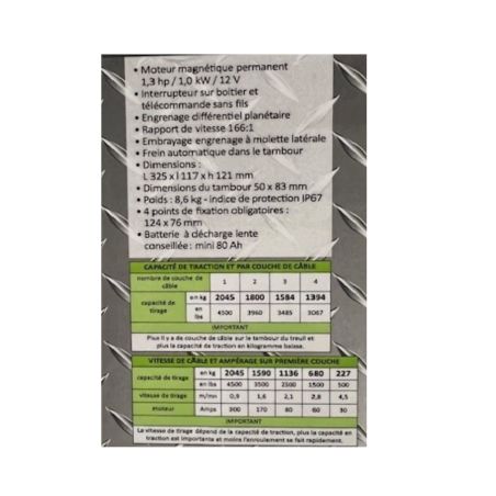  TREUIL ELECTRIQUE 12V - 2040 Kg