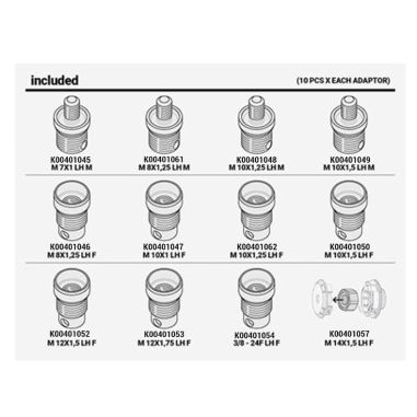 BOITES DE 120 ADAPTATEURS DE TETES A FIL - 12 types d'adaptateurs