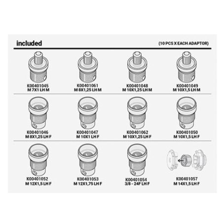 BOITES DE 120 ADAPTATEURS DE TETES A FIL - 12 types d'adaptateurs