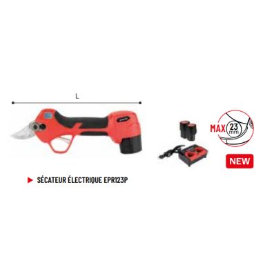 SECATEUR ELECTRIQUE AVEC 2 BATTERIES ET 1 CHARGEUR - DIAM DE COUPE 23MM - BELLOTA