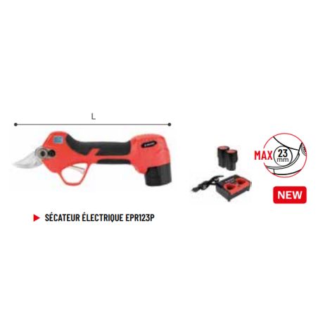 SECATEUR ELECTRIQUE AVEC 2 BATTERIES ET 1 CHARGEUR - DIAM DE COUPE 23MM - BELLOTA