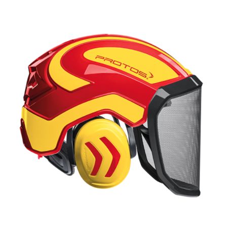 CASQUE FORESTIER COMPLET ROUGE/JAUNE - PROTOS