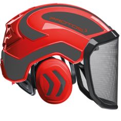 CASQUE FORESTIER INTEGRAL ROUGE/GRIS - PROTOS
