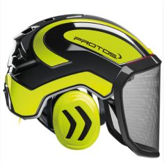 CASQUE FORESTIER INTEGRAL NOIR/JAUNE FLUO - PROTOS