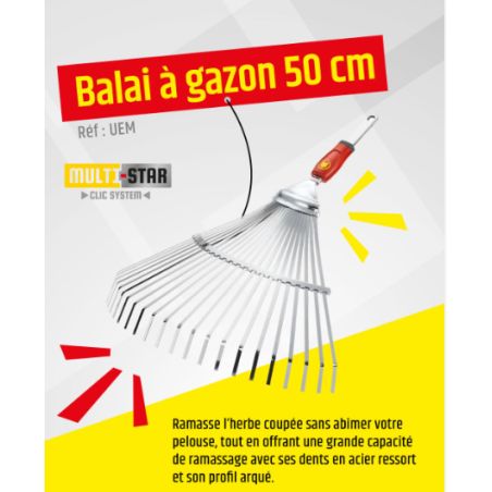 BALAI A GAZON DENTS PLATES - 50 CM (SANS MANCHE) - MS WOLF