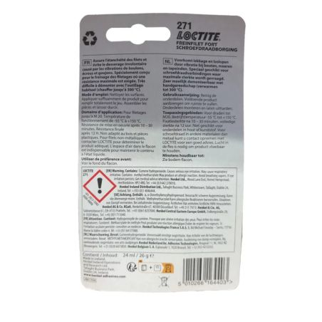 FREIN FILET ROUGE - LOCTITE 271 - BLISTER FLACON 24 ML