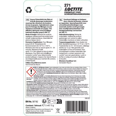 FREIN FILET ROUGE - LOCTITE 271 - BLISTER FLACON 5 ML FREIN FILET ROUGE - LOCTITE 271 - BLISTER FLACON 5 ML