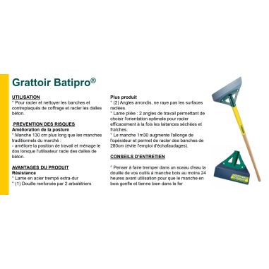 GRATTOIR DRESSE BORDURES - 30 CM - MANCHE BOIS 130 CM CERTIFIE PEFC 100% - LEBORGNE