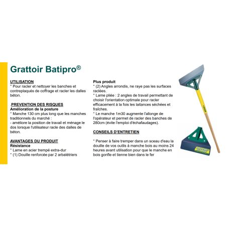 GRATTOIR DRESSE BORDURES - 30 CM - MANCHE BOIS 130 CM CERTIFIE PEFC 100% - LEBORGNE