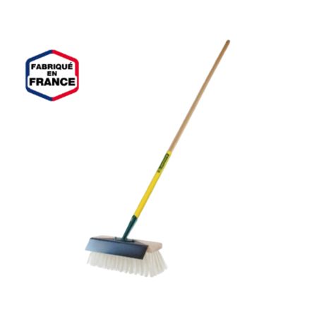 BALAI GRATTOIR - 32 CM - MANCHE EN BOIS 150 CM - 2 EN 1 CANTONNIER + GRATTOIR - LEBORGNE
