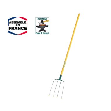 FOURCHE FUMIER A DOUILLE 4 DENTS hauteur 30cm longueur 22cm - SANS MANCHE - LEBORGNE