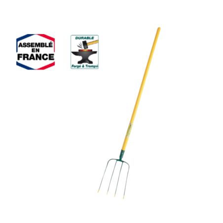 FOURCHE FUMIER A DOUILLE 4 DENTS hauteur 30cm longueur 22cm - SANS MANCHE - LEBORGNE