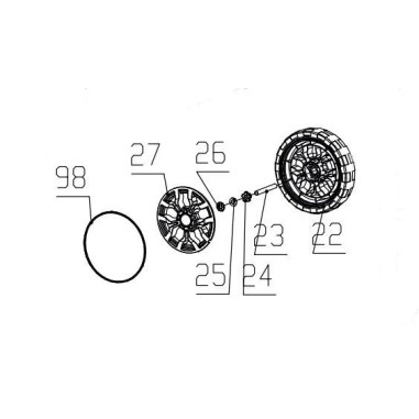 ROUES ARRIERES POUR SCARIFICTEUR-AERATEUR PARKSIDE PLV 1500 A1-B1 - PLVA 40 Li A1 -  91105132- D'ORIGINE PARKSIDE