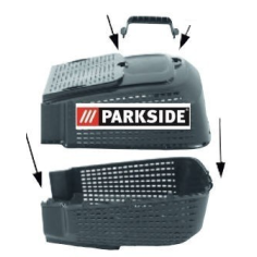 BAC DE RAMASSAGE + POIGNEE POUR TONDEUSE PARKSIDE PRM 1200 A1-B2 - PRM 1300 A1- D'ORIGINE PARKSIDE 91104095