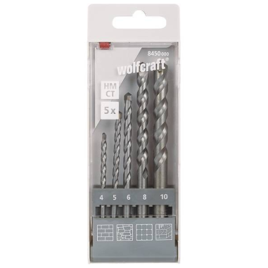 SET DE FORET SPIRALES POUR PIERRE 5 PIECES Wolfcraft 8450000 (4, 5, 6, 8, 10 mm)- D'ORIGINE PARKSIDE