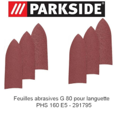 FEUILLES ABRASIVES 6XG80 POUR LANGUETTE DE PHS 160 E5 - PMS 160 A1- D'ORIGINE PARKSIDE 30211085