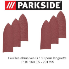 FEUILLES ABRASIVES 6XG180 POUR LANGUETTE DE PHS 160 E5 - PMS 160 A1- D'ORIGINE PARKSIDE 30211087