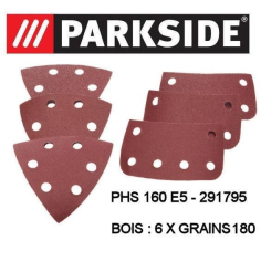 FEUILLES ABRASIVES BOIS 6X180 POUR PHS 160 E5 - PMS 160 A1- D'ORIGINE PARKSIDE 30211095