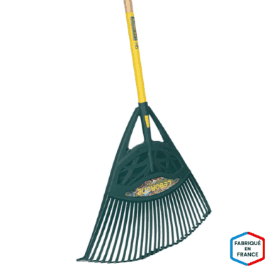BALAI GAZON - TETE POLYMERE 27 DENTS PLATES- MANCHE BOIS 150 cm, largeur 65cm - LEBORGNE