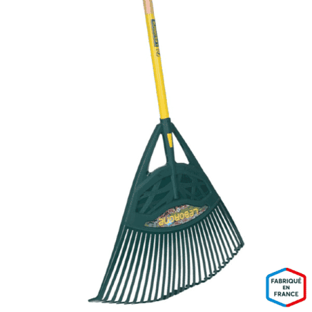 BALAI GAZON - TETE POLYMERE 27 DENTS PLATES- MANCHE BOIS 150 cm, largeur 65cm - LEBORGNE