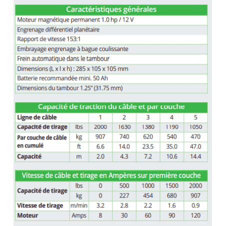 TREUIL ELECTRIQUE 12V 900 Kg