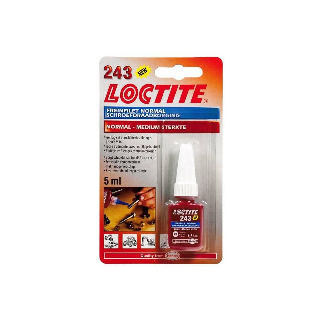 FREIN FILET BLEU - LOCTITE 243 - BLISTER FLACON 5 ML