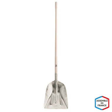 PELLE ALUMINIUM LEGERE 33CM - MANCHE BOIS 130CM - PETIT MODELE - LEBORGNE