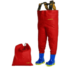 WADERS/SALOPETTE IMPERMEABLE ROUGE POUR ENFANTS