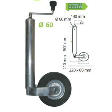 ROUE DE JOCKEY RENFORCEE - 60 MM DE DIAMETRE ROUE DE JOCKEY RENFORCEE - 60 MM DE DIAMETRE