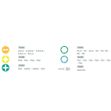 BOÎTIER 32 EMBOUTS DE VISSAGE + PORTE EMBOUT SUR CARTE - MOB - 9461001001