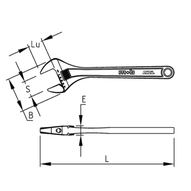 CLE A MOLETTE CHROMEE 200MM-8 - MOB - 9044200001