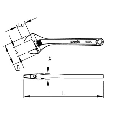 CLE A MOLETTE CHROMEE 250MM-10 - MOB - 9044250001