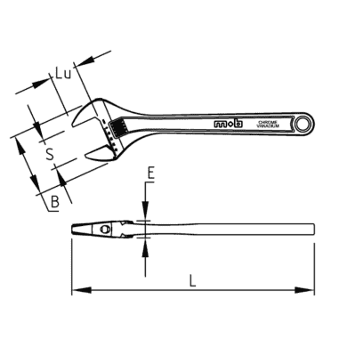 CLE A MOLETTE CHROMEE 300MM-12 - MOB - 9044300001