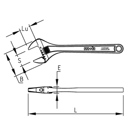 CLE A MOLETTE CHROMEE 300MM-12 - MOB - 9044300001
