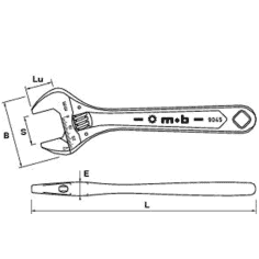 CLE A MOLETTE CHROMEE COUPLE 200 MM 8'' - MOB - 9045200001 2
