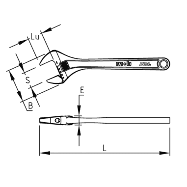 CLE A MOLETTE CHROMEE COUPLE 300 MM 12'' - MOB - 9045300001