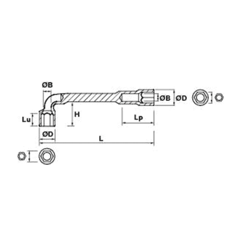 CLE A PIPE 12 MM 6X6 - MOB - 9015120001