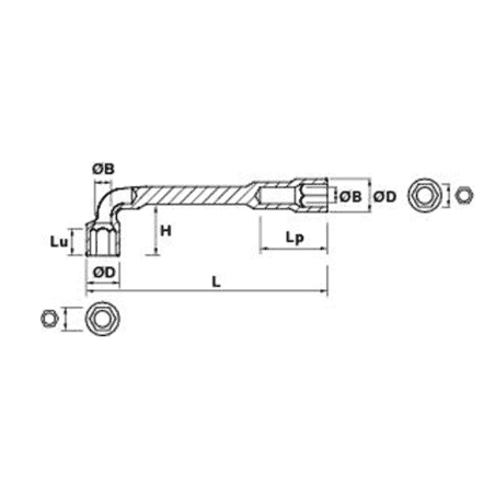 CLE A PIPE 14 MM 6X6 - MOB - 9015140001