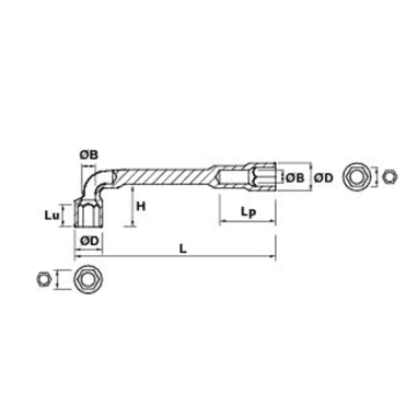 CLE A PIPE 22 MM 6X6 - MOB - 9015220001