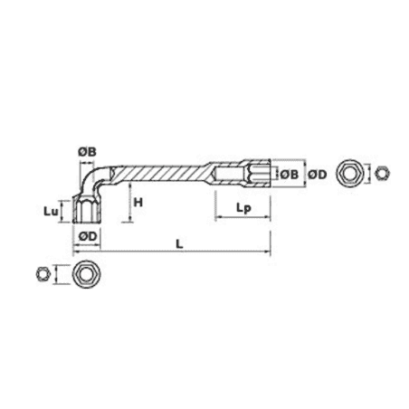CLE A PIPE 22 MM 6X6 - MOB - 9015220001