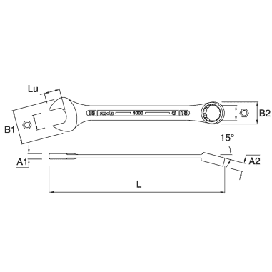 CLE MIXTE A CLIQUET 12 MM - MOB - 9002120001